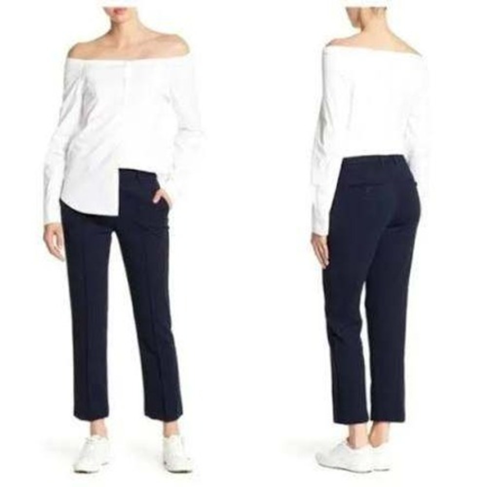Theory Womens HARTSDALE Navy Blue Slim Straight Leg Ankle Dress Pants Size 6